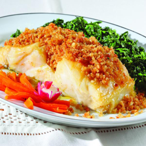 Bacalhau c/ broa e gelos