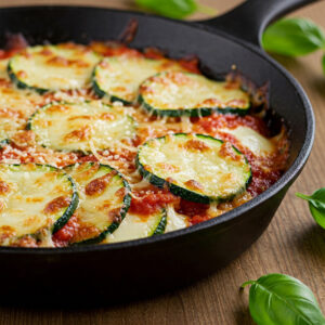 Curgete à parmegiana c/ esparguete