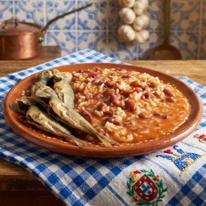 Carapauzinhos fritos c/ arroz de feijão